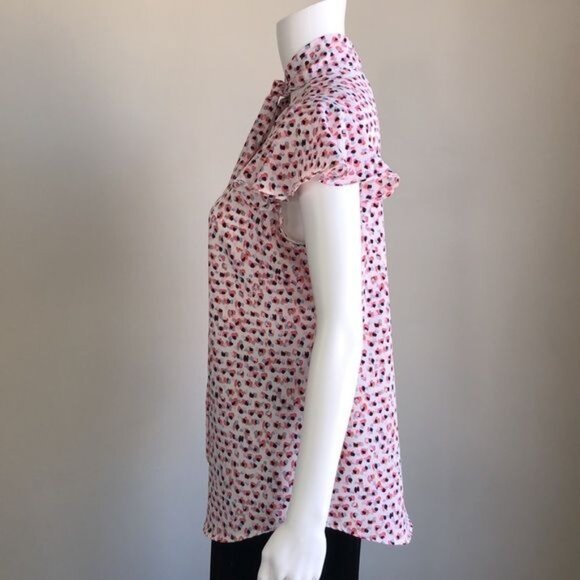 Adrianna Papell Tie Neck Ruffle Sleeve Blouse - M - Picture 3 of 9